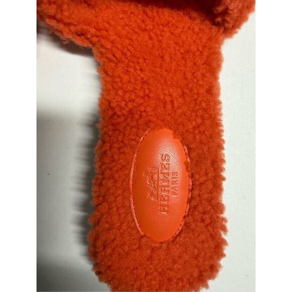NEW HERMES ORAN SHEARLING WOOL ORANGE SANDALS WOMENS 41,5 EU/ 11 US See Notes - Picture 8 of 16